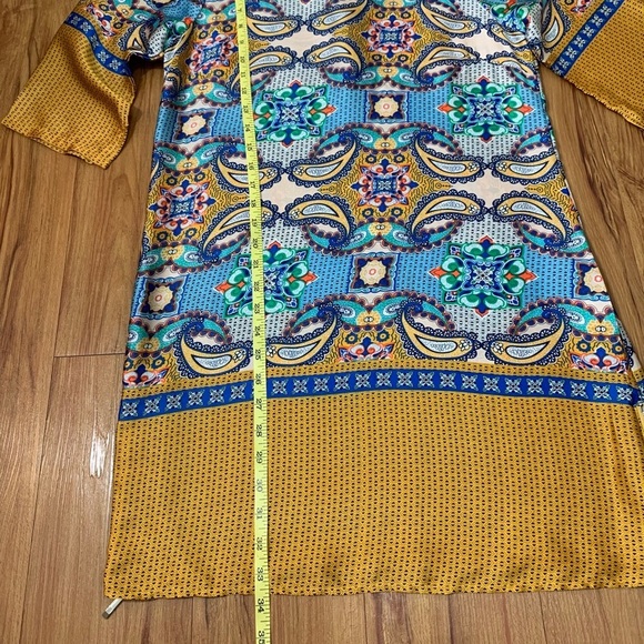 Vegas Collection Boho Paisley Print Satin Dress - Picture 9 of 11